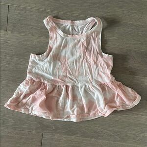 Ideology Pink and White Peplum Tank Top